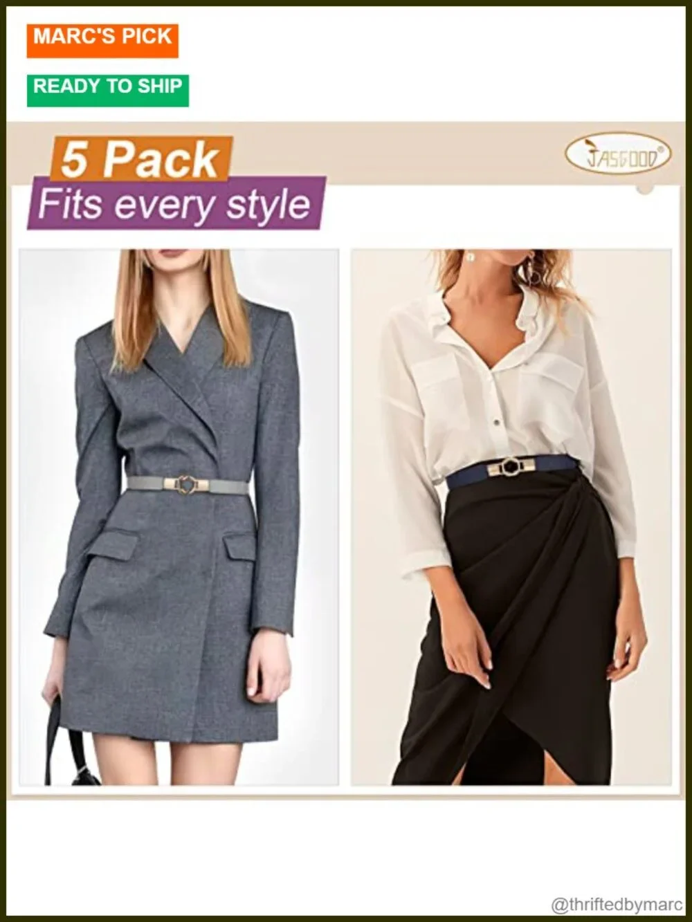 Faux Leather Elastic Stretchy Skinny Waist Belt with Gold Metal Buckle